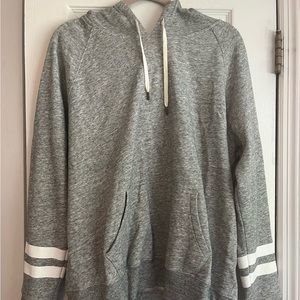 Grey sweatshirt with white stripes on the sleeves & front pocket, Old Navy, XL